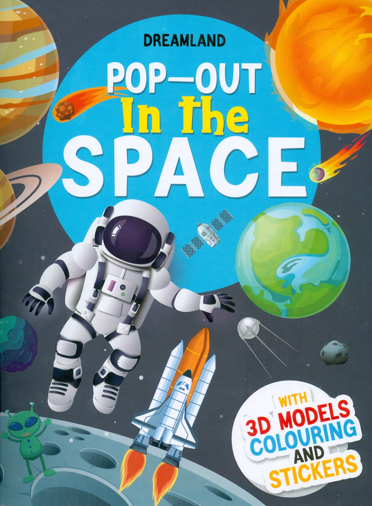 Pop-Out In The Space - With 3D Models Colouring And Stickers (Sách Bật Ra - Ngoài Vũ Trụ - Với Hình Dán Và Tô Màu Mô Hình 3D)