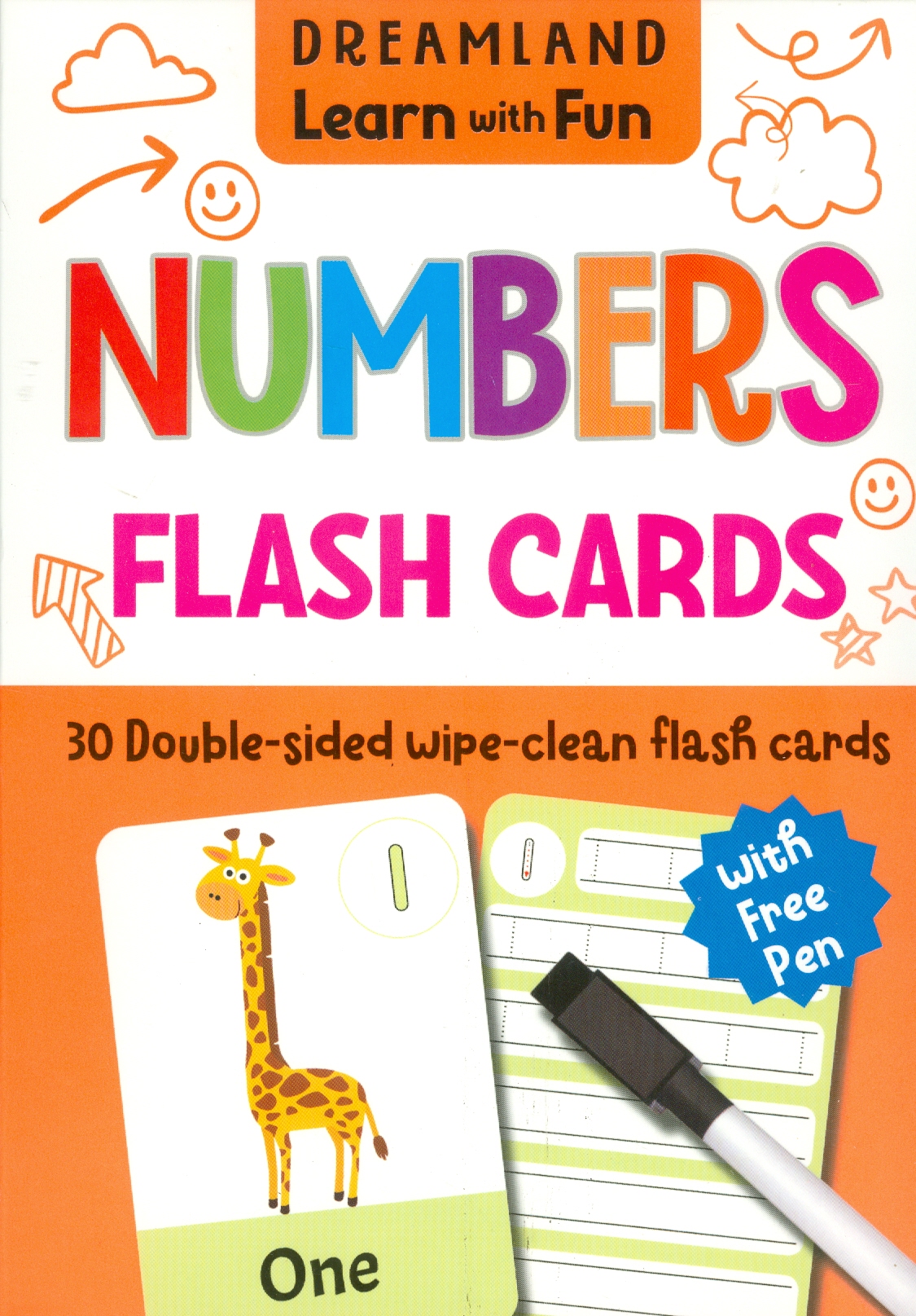 Flash Cards Numbers - 30 Double Sided Wipe Clean Flash Cards For Kids (With Free Pen) (Flash Cards Bảng Chữ Số - 30 Flash Cards Cho Trẻ Em (Kèm Theo Bút))